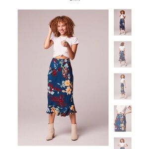 FINAL PRICE Band of Gypsies Blue Floral Midi Skirt